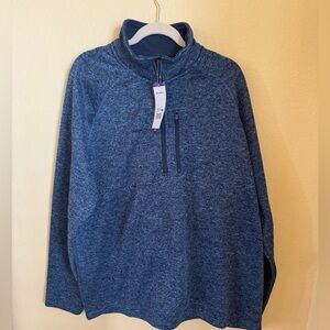 Eddie Bauer Men's Blue Radiator Sweater Fleece 1/4 Zip XXL New With Tags